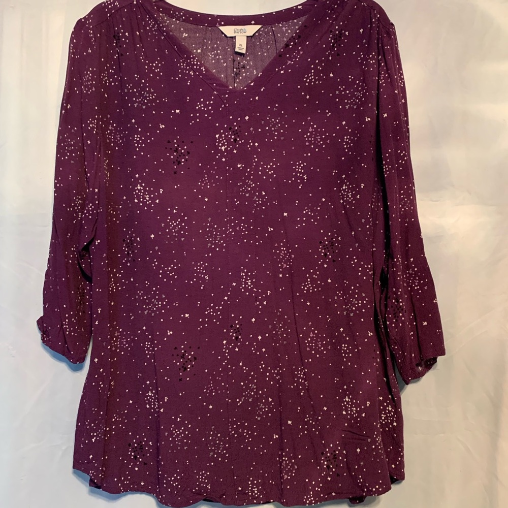 LAST CHANCE $5 Croft & Barrow purple 3/4 sleeve blouse EUC